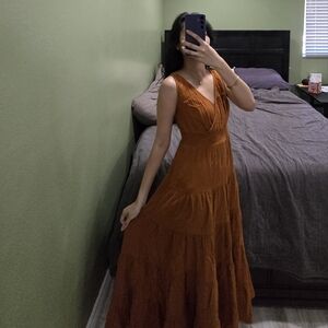 Universal Thread Orange Sleeveless Midi Dress